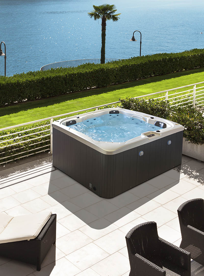 beautiful terrace of a penthouse overlooking the lake, outside